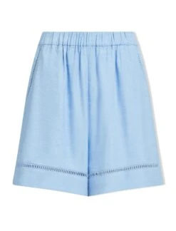 Callie Linen Blend Shorts - Blue -The Modern Femme Sales SU23 TR80 CALLIE BLUEBLUE CO