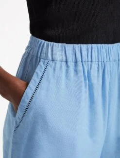 Callie Linen Blend Shorts - Blue -The Modern Femme Sales SU23 TR80 CALLIE BLUEBLUE LS 2562