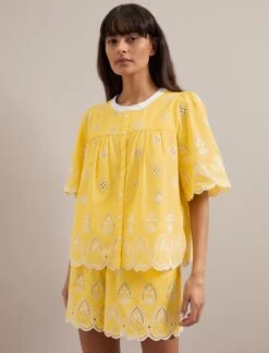 Bonnie Organic Cotton Blouse - Yellow White -The Modern Femme Sales SU24 B157 Alana YELLOWWHITE LS 779