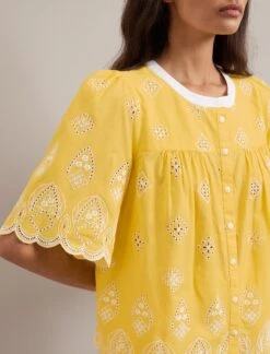 Bonnie Organic Cotton Blouse - Yellow White -The Modern Femme Sales SU24 B157 Alana YELLOWWHITE LS 822