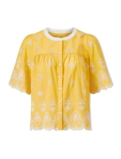 Bonnie Organic Cotton Blouse - Yellow White -The Modern Femme Sales SU24 B157 BONNIE YELLOWWHITE CO