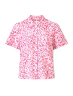 Pippi Cotton Blend Blouse - Hot Pink Blossom Print -The Modern Femme Sales SU24 B159 PIPPI HOTPINKBLOSSOMPRINT CO