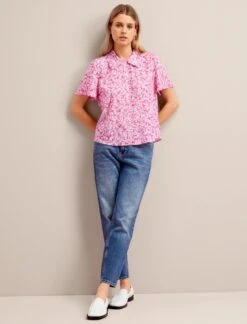 Pippi Cotton Blend Blouse - Hot Pink Blossom Print -The Modern Femme Sales SU24 B159 PIPPI HOTPINKBLOSSOMPRINT LS 26934