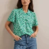 Pippi Cotton Blend Blouse - Mid Green Blossom Print -The Modern Femme Sales SU24 B159 PIPPI MIDGREENBLOSSOMPRINT LS 1220