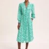 Stella Silk Midi Dress - Green Damask Print -The Modern Femme Sales SU24 D368 STELLA GREENDAMASKPRINTS LS 39137