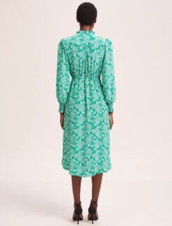 Stella Silk Midi Dress - Green Damask Print -The Modern Femme Sales SU24 D368 STELLA GREENDAMASKPRINTS LS 39186