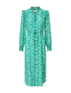 Stella Silk Midi Dress - Green Damask Print -The Modern Femme Sales SU24 D368 STELLA GREENDAMASKPRINT COcopy