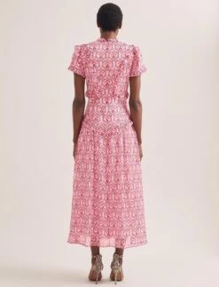 Mirabel Gold Metallic Fil Coupé Maxi Dress - Pink Carnation Print -The Modern Femme Sales SU24 D619 MIRABEL PINK CARNATION PRINT 688 900