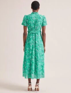 Liliana Cotton Blend Maxi Dress - Green White Palm Floral -The Modern Femme Sales SU24 D620 LILIANA GREENWHITEPALMFLORALPRINT LS 1774copy