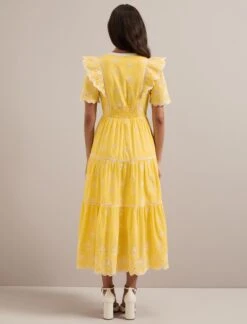 Alana Organic Cotton Maxi Dress - Yellow White -The Modern Femme Sales SU24 D630 ALANA YELLOW WHITE LS 1706