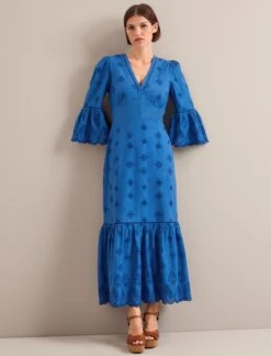 Daphne Organic Cotton Maxi Dress - Blue -The Modern Femme Sales SU24 D632 DAPHNE BLUE LS 0449