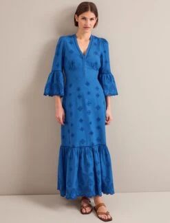 Daphne Organic Cotton Maxi Dress - Blue -The Modern Femme Sales SU24 D632 DAPHNE BLUE LS 0584