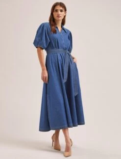 Wren Denim Maxi Dress - Light Blue -The Modern Femme Sales SU24 D634 WREN LIGHTBLUE LS 876