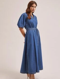 Wren Denim Maxi Dress - Light Blue -The Modern Femme Sales SU24 D634 WREN LIGHTBLUE LS 917