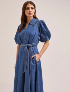 Wren Denim Maxi Dress - Light Blue -The Modern Femme Sales SU24 D634 WREN LIGHTBLUE LS 928