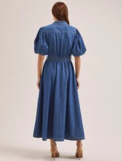 Wren Denim Maxi Dress - Light Blue -The Modern Femme Sales SU24 D634 WREN LIGHTBLUE LS 956
