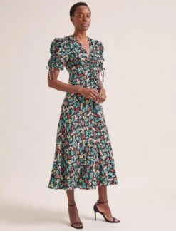 Ophelia Bias Cut Maxi Dress - Black Multi Tropical Floral Print -The Modern Femme Sales SU24 D635 OPHELIA BLACKMULTITROPICALFLORAL LS 1616copy