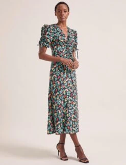 Ophelia Bias Cut Maxi Dress - Black Multi Tropical Floral Print -The Modern Femme Sales SU24 D635 OPHELIA BLACKMULTITROPICALFLORAL LS 1643copy