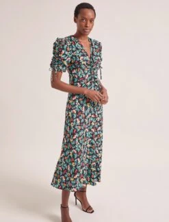 Ophelia Bias Cut Maxi Dress - Black Multi Tropical Floral Print -The Modern Femme Sales SU24 D635 OPHELIA BLACKMULTITROPICALFLORAL LS 1656copy