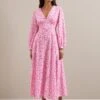 Cora Cotton Blend Maxi Dress - Hot Pink Blossom Print -The Modern Femme Sales SU24 D636 CORA HOTPINKBLOSSOMPRINT LS 985