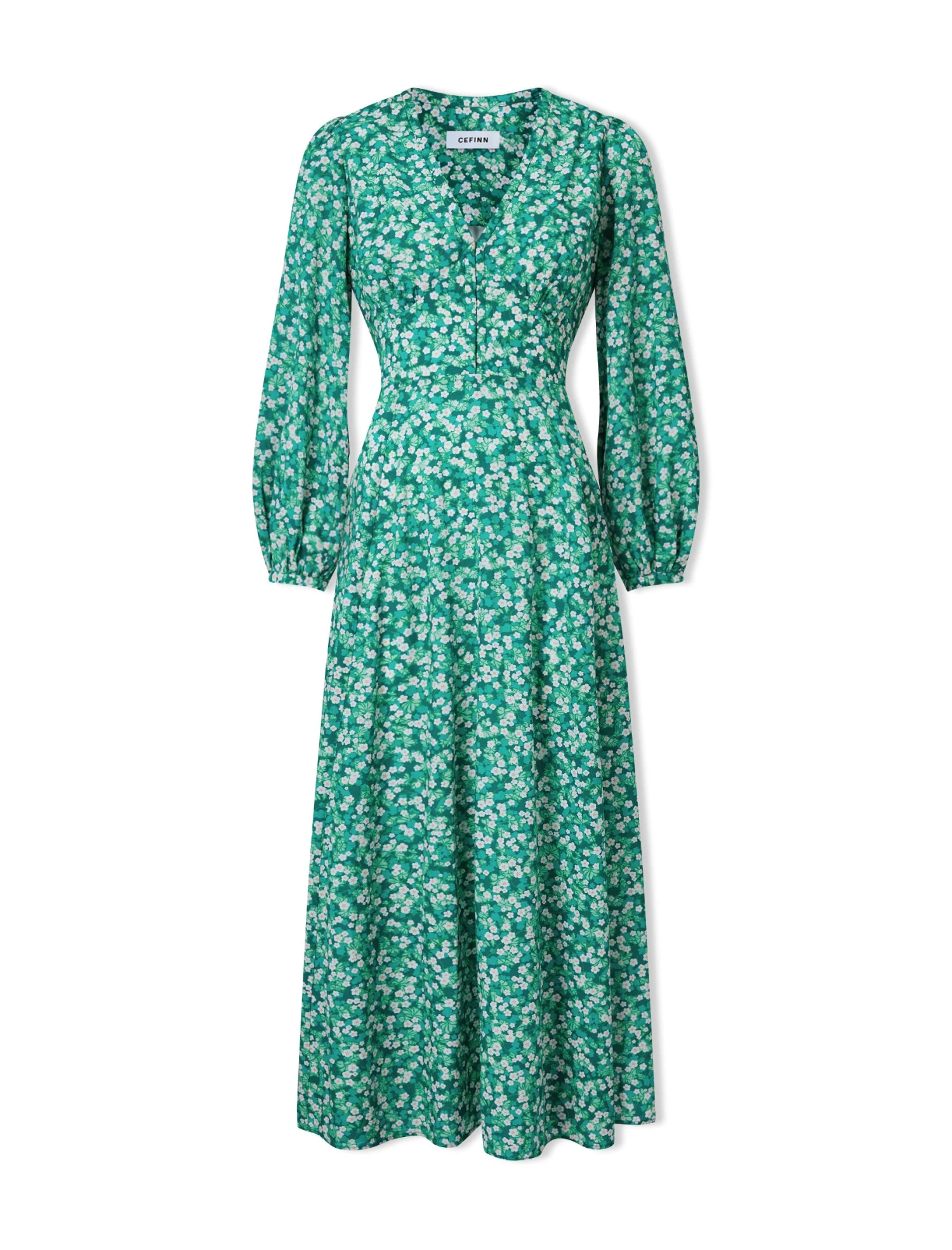 Cora Cotton Blend Maxi Dress - Mid Green Blossom Print 10 Cora Cotton Blend Maxi Dress - Mid Green Blossom Print - Image 8