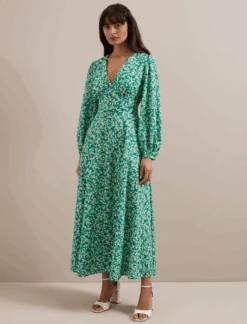 Cora Cotton Blend Maxi Dress - Mid Green Blossom Print 12 Cora Cotton Blend Maxi Dress - Mid Green Blossom Print -The Modern Femme Sales SU24 D636 CORA MIDGREENBLOSSOMPRINT LS 1730