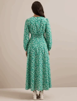 Cora Cotton Blend Maxi Dress - Mid Green Blossom Print 16 Cora Cotton Blend Maxi Dress - Mid Green Blossom Print -The Modern Femme Sales SU24 D636 CORA MIDGREENBLOSSOMPRINT LS 1857