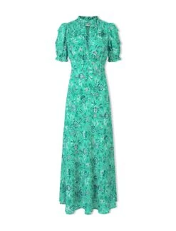 Viola Cotton Blend Bias Cut Maxi Dress - Green White Palm Floral -The Modern Femme Sales SU24 D637 VIOLA GREENWHITEPALMFLORALPRINT CO