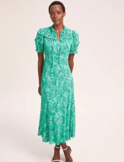 Viola Cotton Blend Bias Cut Maxi Dress - Green White Palm Floral -The Modern Femme Sales SU24 D637 VIOLA GREENWHITEPALMFLORAL LS 39590