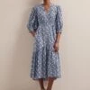 Aspen Cotton Blend Maxi Dress - Blue Ditsy Carnation Print -The Modern Femme Sales SU24 D639 ASPIN BLUEDITSY CARNATION PRINT LS 5853