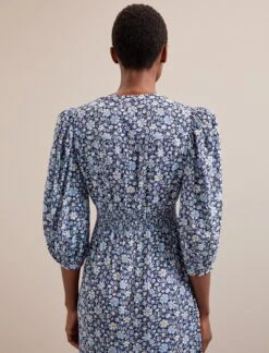 Aspen Cotton Blend Maxi Dress - Blue Ditsy Carnation Print -The Modern Femme Sales SU24 D639 ASPIN BLUEDITSY CARNATION PRINT LS 5896