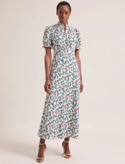 Irina Bias Cut Maxi Dress - White Multi Tropical Floral Print -The Modern Femme Sales SU24 D641 IRINA WHITEMULTITOPICALFLORAL LS 1541copy