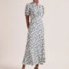 Irina Bias Cut Maxi Dress - White Multi Tropical Floral Print