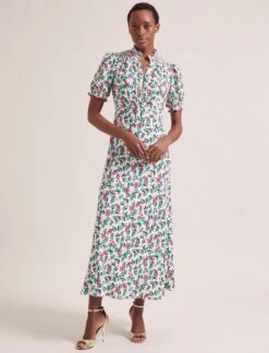 Irina Bias Cut Maxi Dress - White Multi Tropical Floral Print -The Modern Femme Sales SU24 D641 IRINA WHITEMULTITOPICALFLORAL LS 1592copy