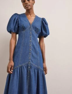 Este Denim Maxi Dress - Light Blue -The Modern Femme Sales SU24 D643 ESTE LIGHTBLUE LS 960