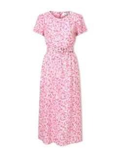 Nina Cotton Blend Maxi Dress - Hot Pink Blossom Print -The Modern Femme Sales SU24 D644 NINA HOTPINKBLOSSOMPRINT CO