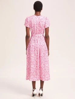 Nina Cotton Blend Maxi Dress - Hot Pink Blossom Print -The Modern Femme Sales SU24 D644 NINA HOTPINKBLOSSOMPRINT LS 41091