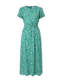 Nina Cotton Blend Maxi Dress - Mid Green Blossom Print -The Modern Femme Sales SU24 D644 NINA MIDGREENBLOSSOMPRINT CO