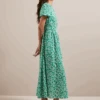 Nina Cotton Blend Maxi Dress - Mid Green Blossom Print -The Modern Femme Sales SU24 D644 NINA MIDGREENBLOSSOMPRINT LS 244