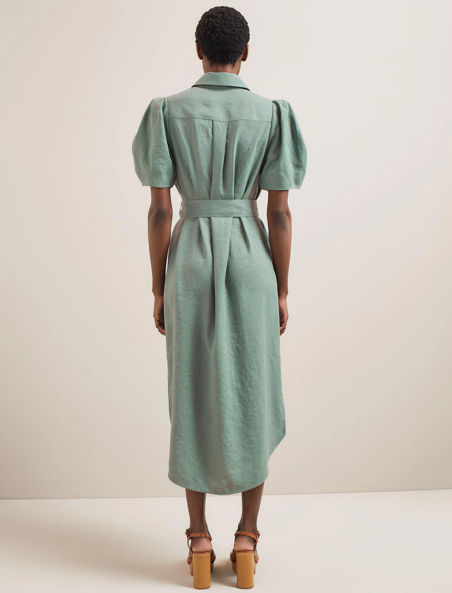 Lyra Techni Linen Maxi Shirt Dress - Sage Green 5 Lyra Techni Linen Maxi Shirt Dress - Sage Green - Image 3