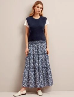 Julie Cotton Round Neck Sleeveless Jumper - Navy -The Modern Femme Sales SU24 K138 JULIE NAVY LS 26537