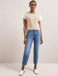 Julie Cotton Round Neck Sleeveless Jumper - Oatmeal -The Modern Femme Sales SU24 K138 JULIE OATMEAL LS 2081