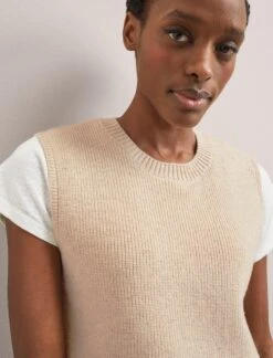 Julie Cotton Round Neck Sleeveless Jumper - Oatmeal -The Modern Femme Sales SU24 K138 JULIE OATMEAL LS 2124