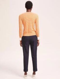 Jodi Cotton Jumper - Orange Yellow Cream Stripe -The Modern Femme Sales SU24 K139 JODIORANGEYELLOWCREAMSTRIPE LS 40542