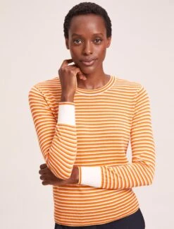 The Modern Femme Sales 7 Jodi Cotton Jumper - Orange Yellow Cream Stripe