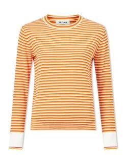 Jodi Cotton Jumper - Orange Yellow Cream Stripe -The Modern Femme Sales SU24 K139 JODI ORANGEYELLOWCREAMSTRIPE CO