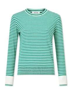 Jodi Cotton Jumper - Teal Mint Cream Stripe -The Modern Femme Sales SU24 K139 JODI TEALMINTCREAMSTRIPE CO