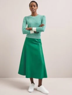 Jodi Cotton Jumper - Teal Mint Cream Stripe -The Modern Femme Sales SU24 K139 JODI TEALMINTCREAMSTRIPE LS 1404