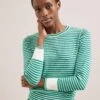 Jodi Cotton Jumper - Teal Mint Cream Stripe -The Modern Femme Sales SU24 K139 JODI TEALMINTCREAMSTRIPE LS 1415