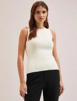 Tammy Cotton Blend Vest - Cream